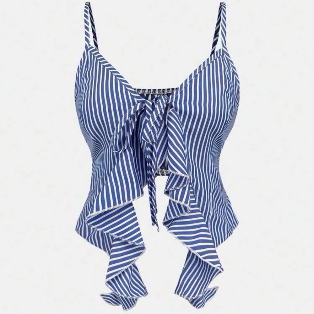 SHEIN Blue and White Striped Top